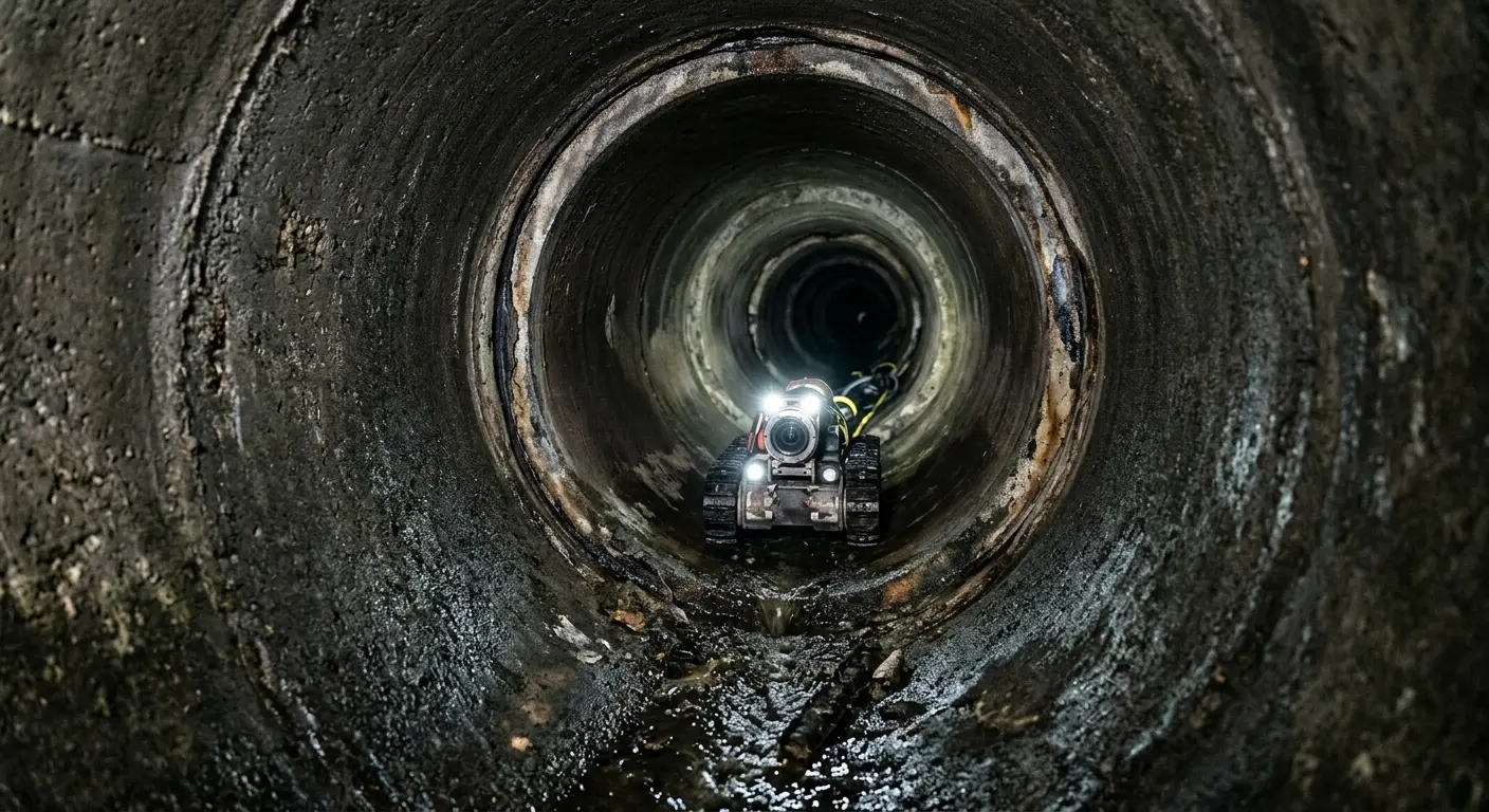 Robotic sewer camera inspecting pipe interior for Sewer Line Cleaning in Burnsville